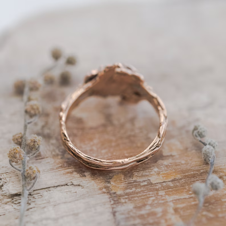 Rose Gold Ring “Luna” | Vintage Moon Phase Ring | Wedding Moonstone Engagement Ring 14K Solid Gold Promise Ring for Women 14k Gold Jewelry