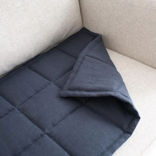 Linen Couch Slipcover for Dogs and Kids, Quilted Sofa Topper Pad, Two-Sided Seat Protector, Handmade Sofa