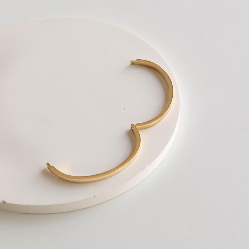 Water Resistant - 18k Gold Hinge Bracelet - 18k Gold Plated Bangle Bracelet - Gold Cuff Bracelet - Layering Bracelet