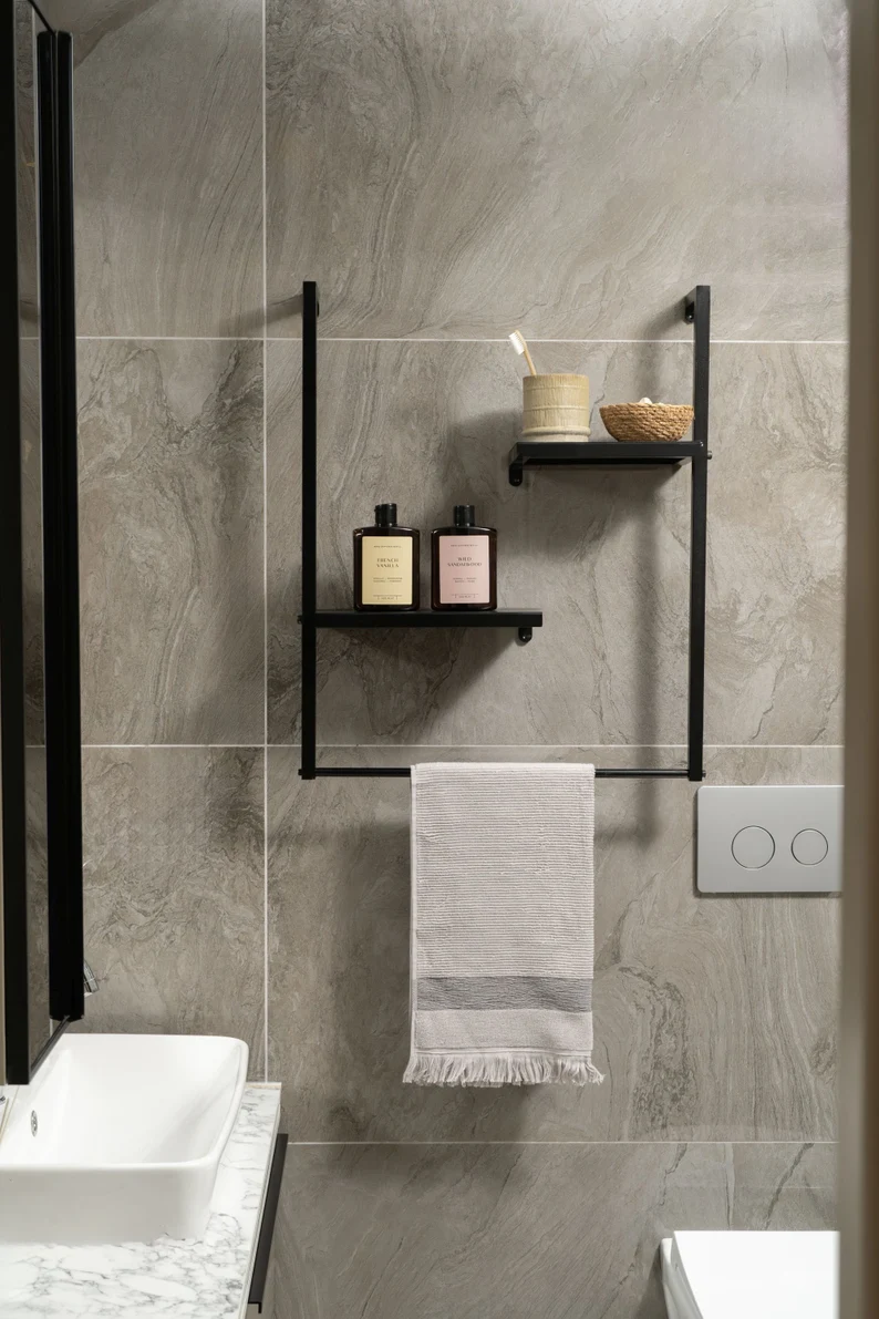 Metal Bath Towel Rack , Bathroom Organiser With Drying Bar